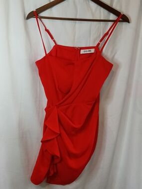 DO+BE Red Draped Spaghetti-Strap Mini Dress Sexy Small Classic Party Baddie Hot